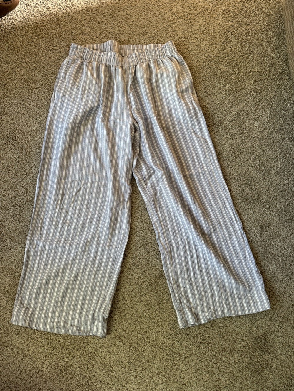 Old Navy Gray & White Striped wide leg linen pant
